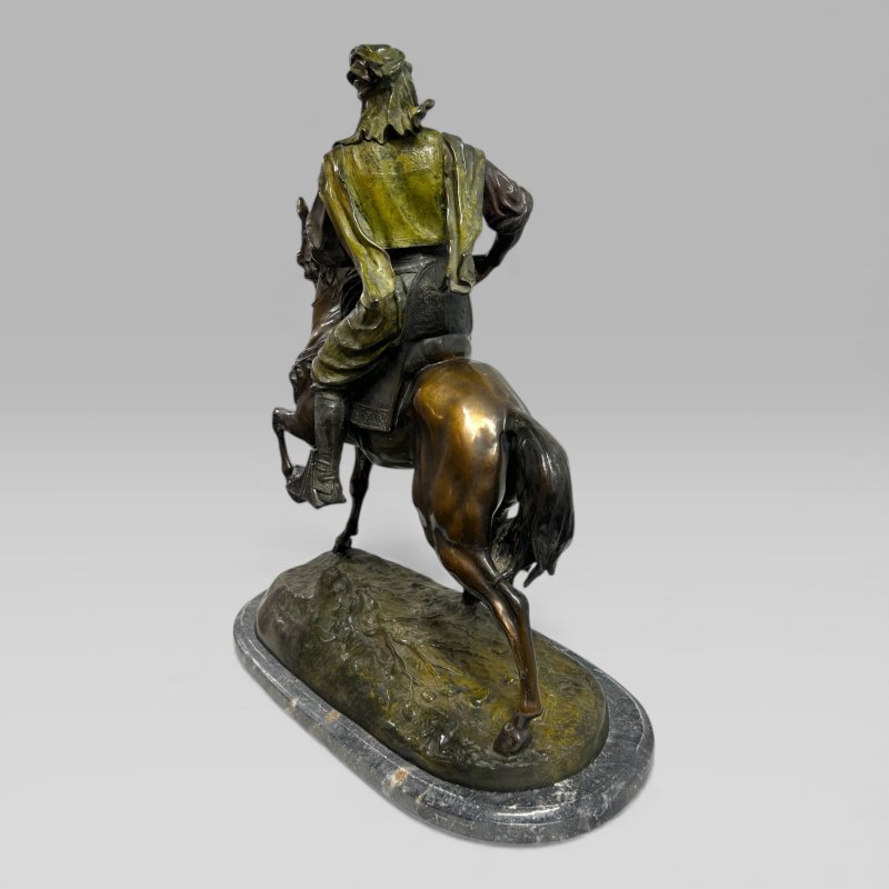 Antique French Bronze Sculpture Arab Horseman After Barye & Guillemin, 75 cm - Image 11